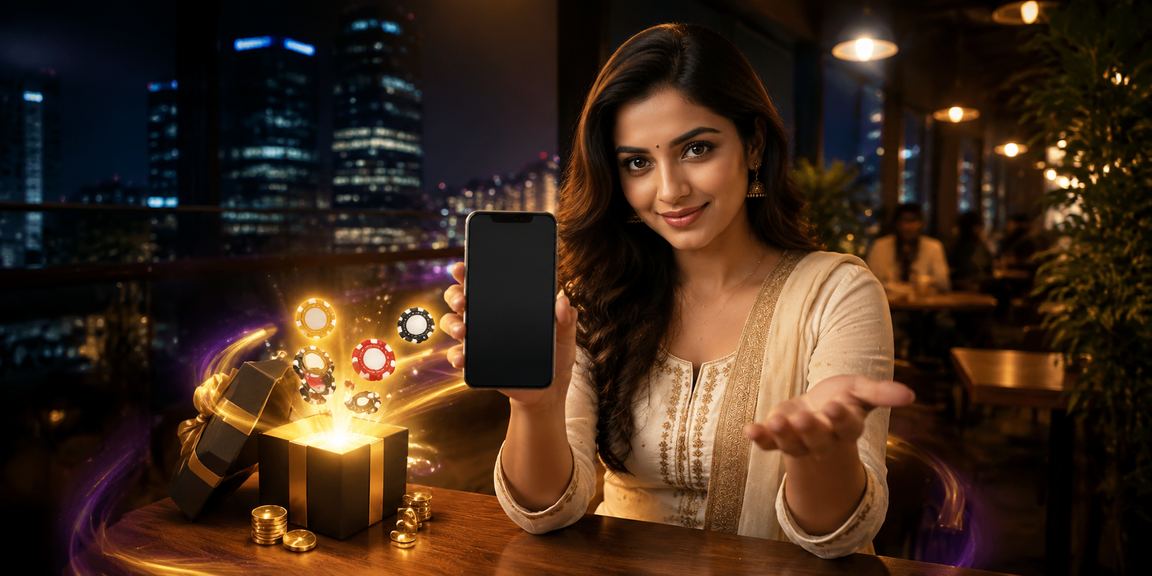 Indian woman registering online with bonus offers